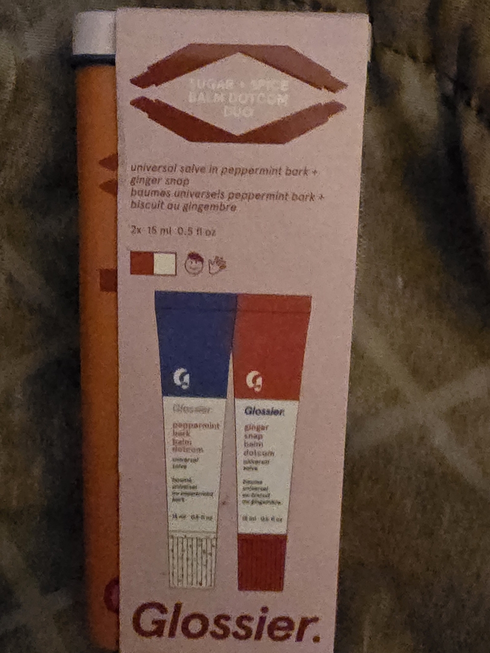 Glossier Universal Salve Lip Balms, Peppermint Bark & Ginger Snap 15ml Each-NIB!